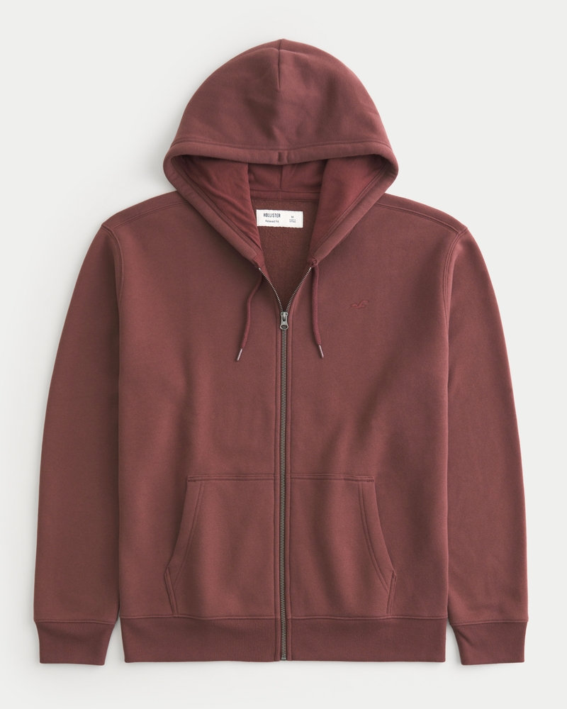 Men s Relaxed Zip Up Icon Hoodie Men s Clearance HollisterCo