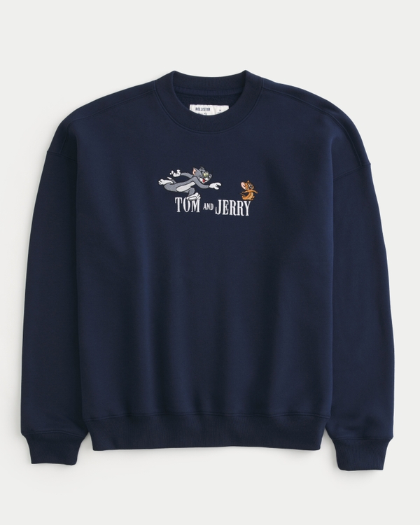 Tom and Jerry Graphic Crew Sweatshirt, Navy Blue