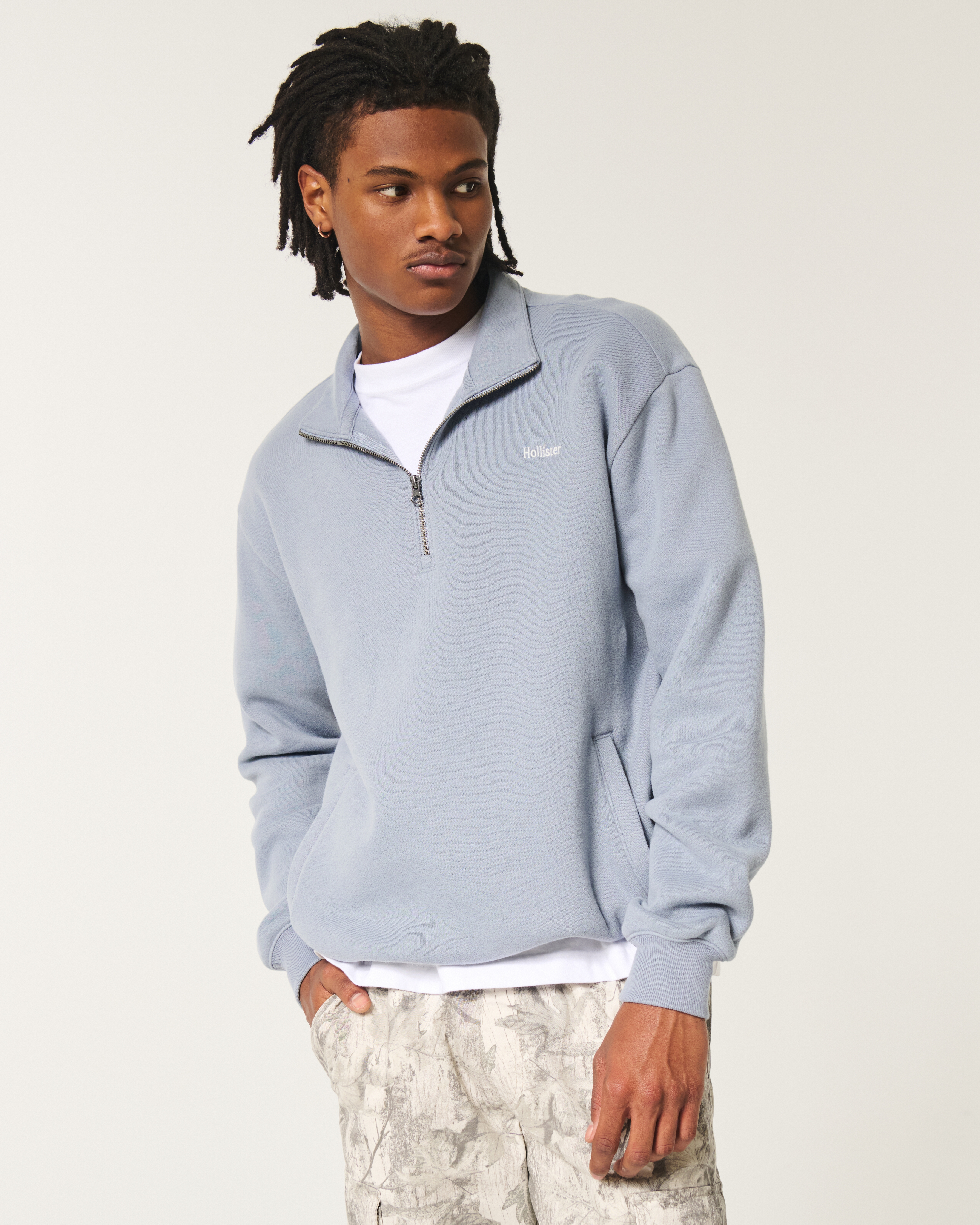 Half zip sherpa sweatshirt hollister hotsell