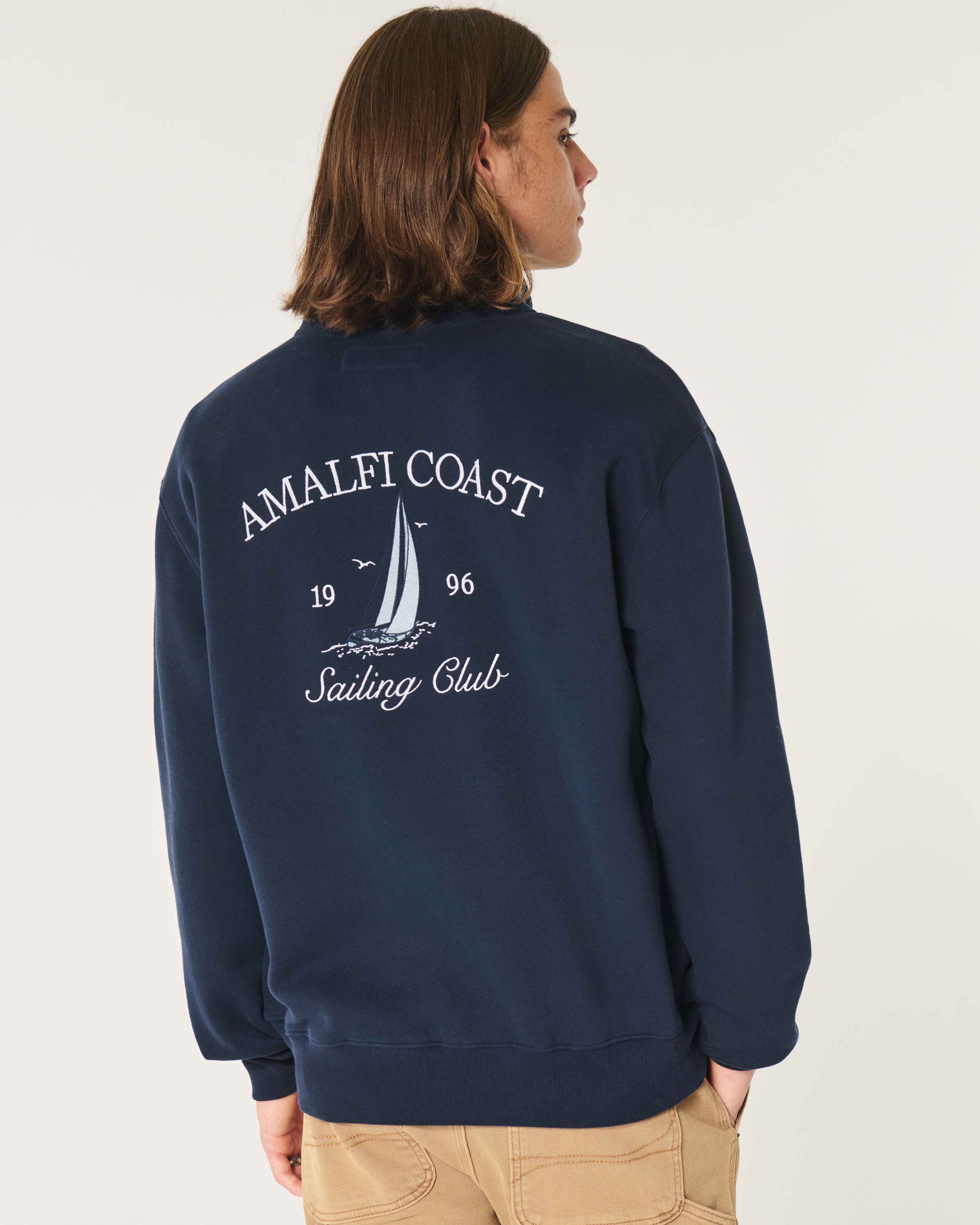 Relaxed Amalfi Coast Graphic Half-Zip Sweatshirt