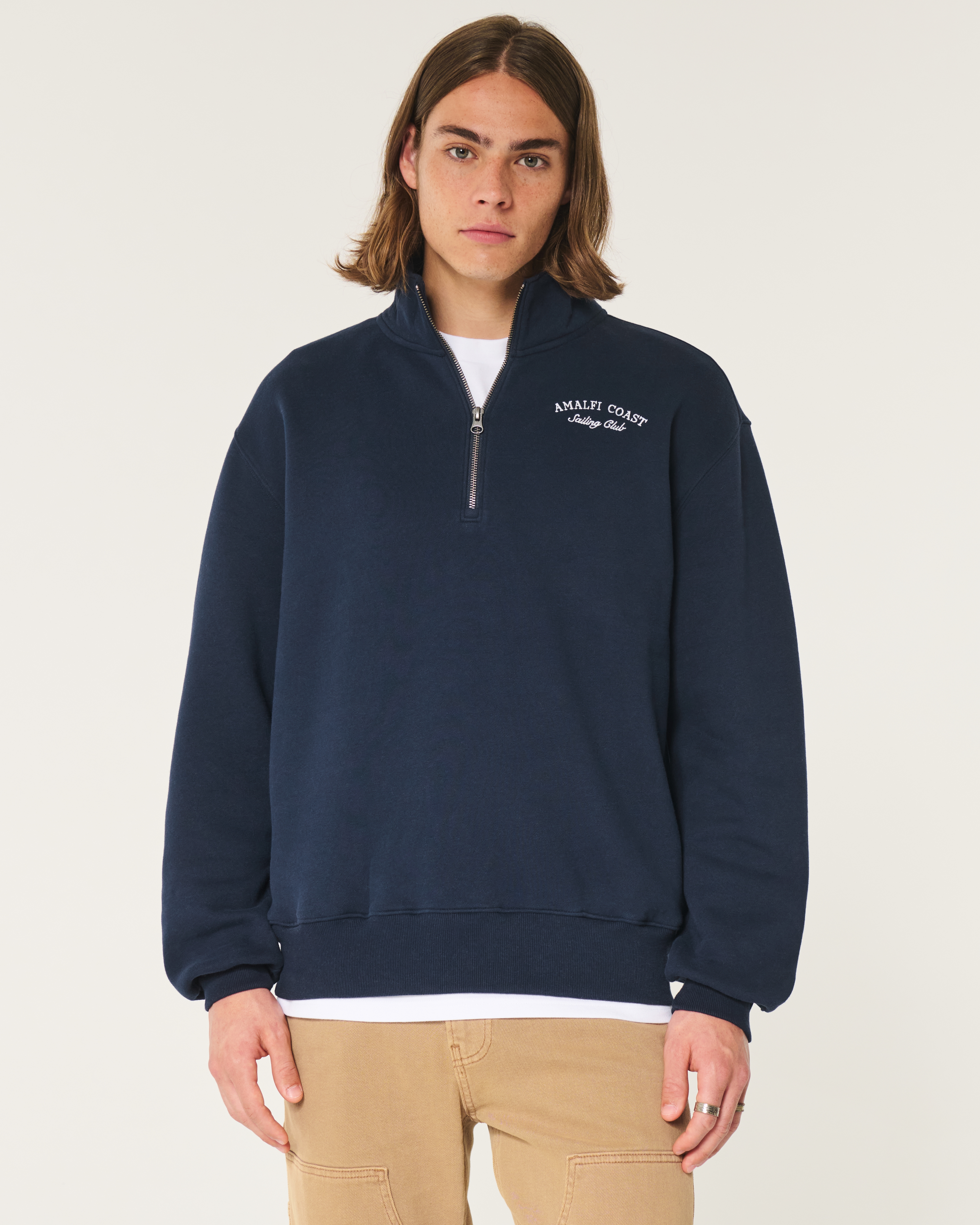 Relaxed Amalfi Coast Graphic Half-Zip Sweatshirt