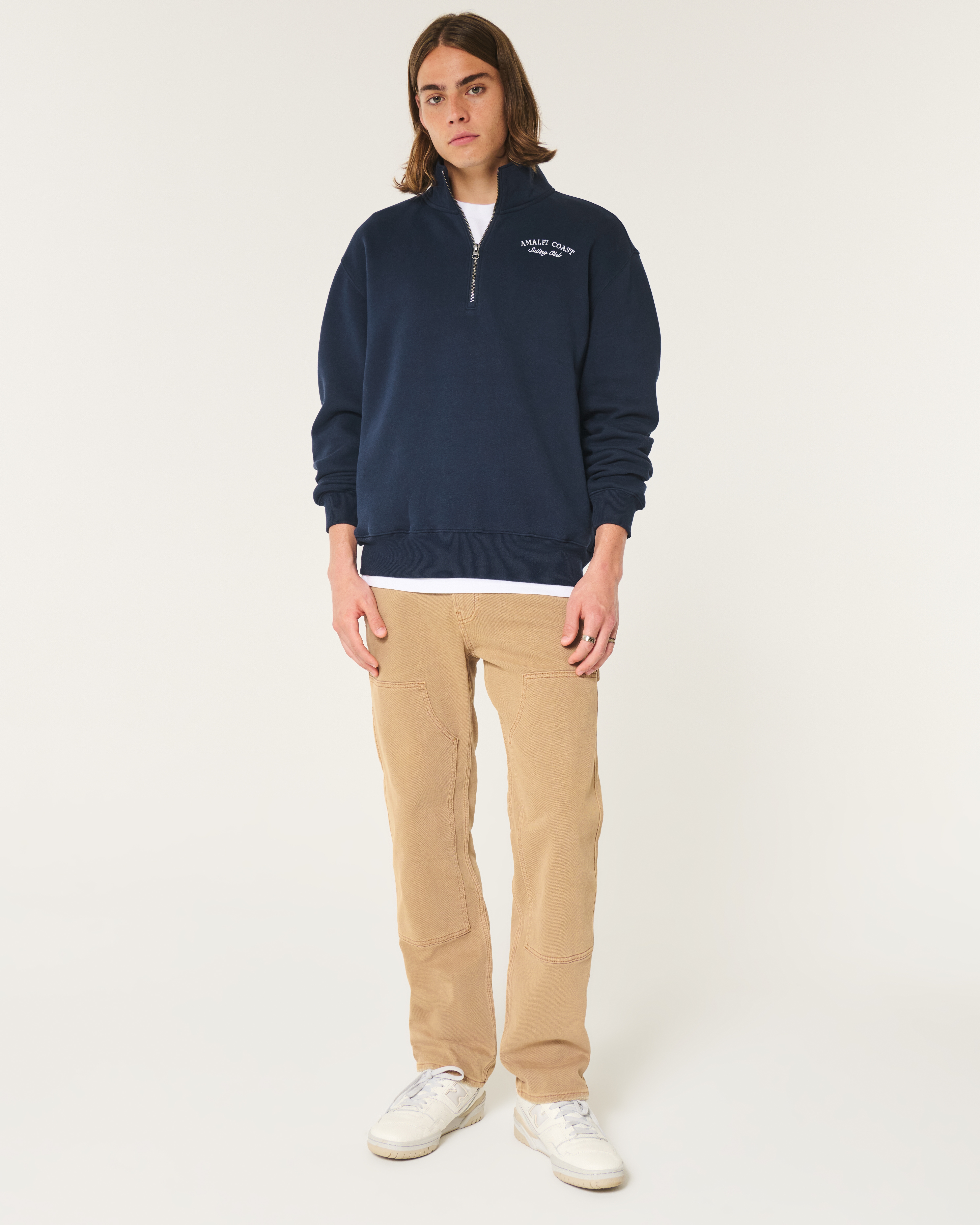 Relaxed Amalfi Coast Graphic Half-Zip Sweatshirt