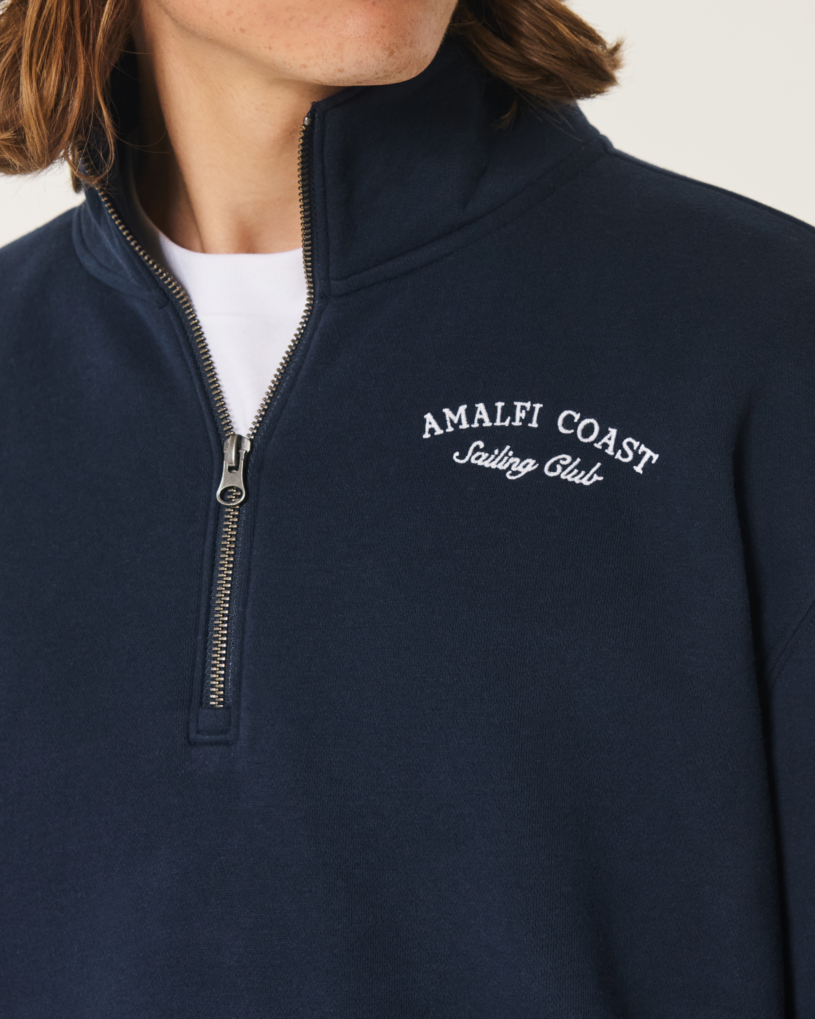 Relaxed Amalfi Coast Graphic Half-Zip Sweatshirt