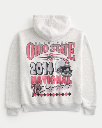 Women s Boxy Ohio State Buckeyes Graphic Hoodie Women s Tops HollisterCo