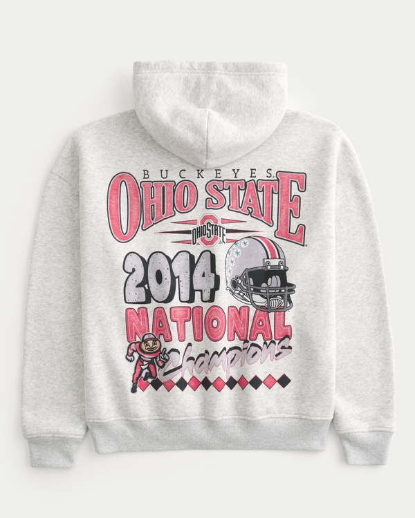 Boxy Ohio State Buckeyes Graphic Hoodie, Light Heather Gray - Osu