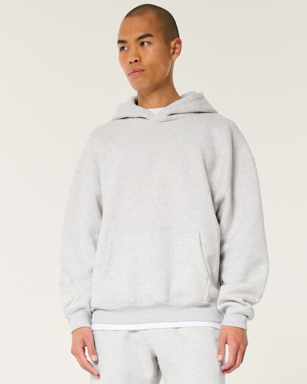 Boxy Hoodie, Light Heather Grey