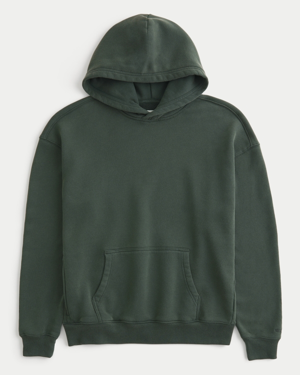 Boxy Washed Hoodie, Dark Olive