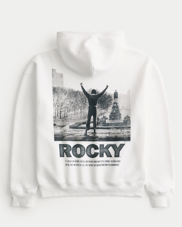 Boxy Rocky Graphic Hoodie, White