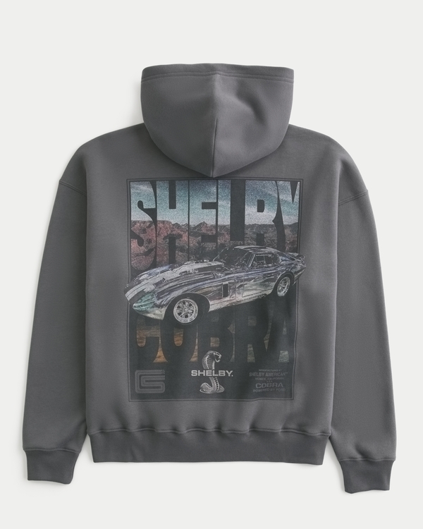 Boxy Shelby Cobra Graphic Hoodie, Dark Gray