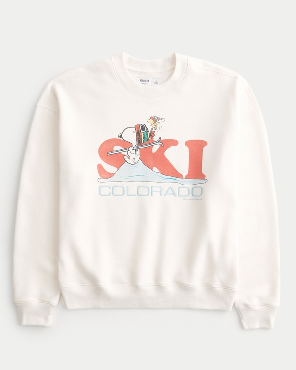 Oversized Snoopy Graphic Crew Sweatshirt, Cream