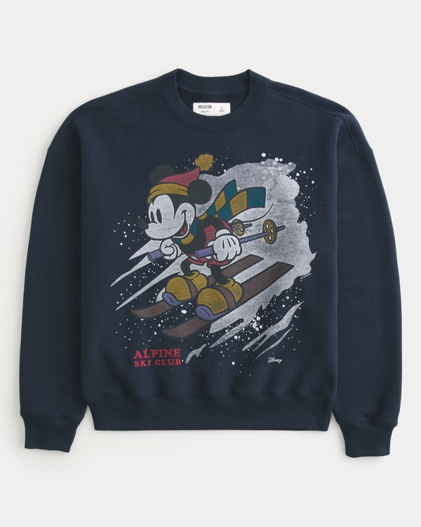 Oversized Mickey Mouse Graphic Sweatshirt, Navy