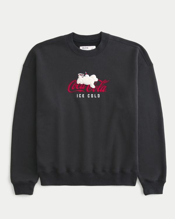 Oversized Coca-Cola Graphic Crew Sweatshirt, Black