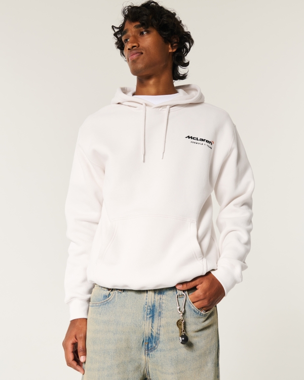 Relaxed McLaren Graphic Hoodie, Cream - Mclaren