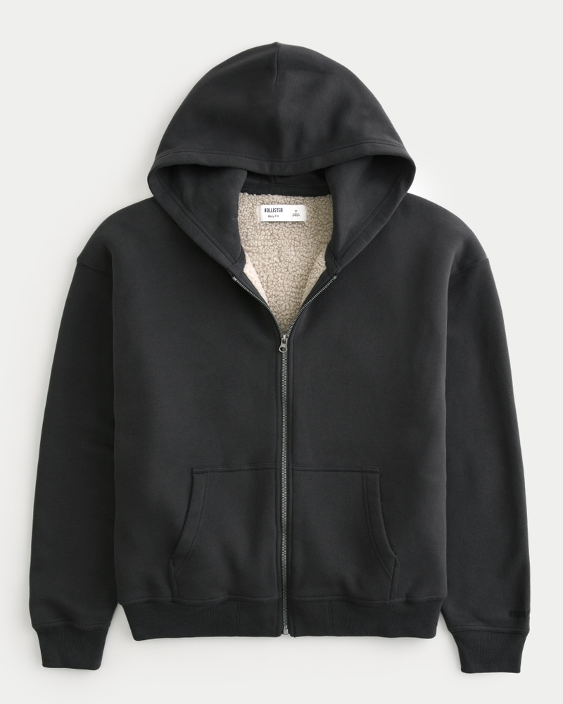 Hollister Mens XL Softshell Fleece Lined Hooded store Full Zip Black Jacket with hood