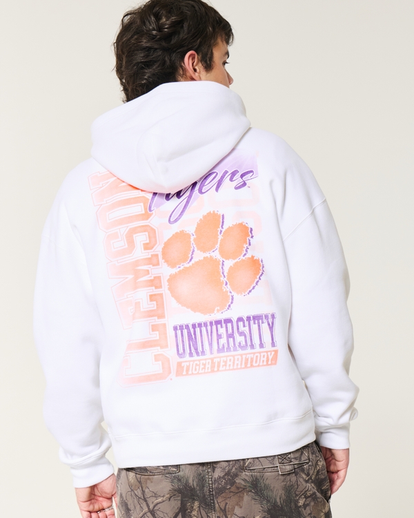 Clemson University Tigers Graphic Hoodie, White - Clemson view 1