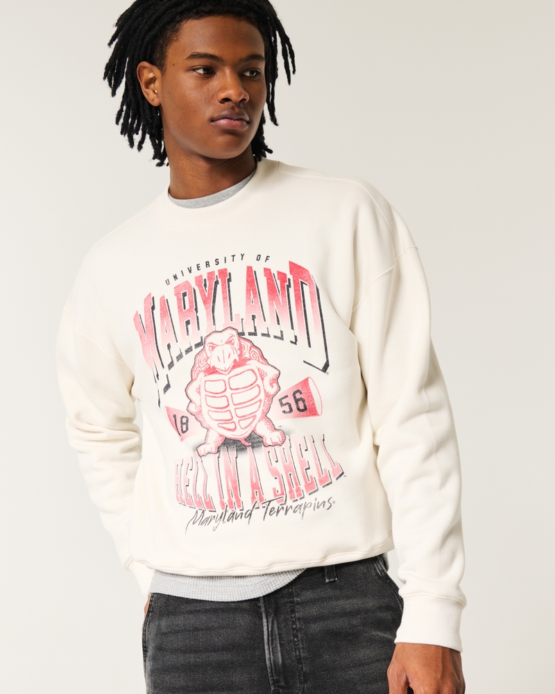 Boxy University of Maryland Graphic Crew Sweatshirt