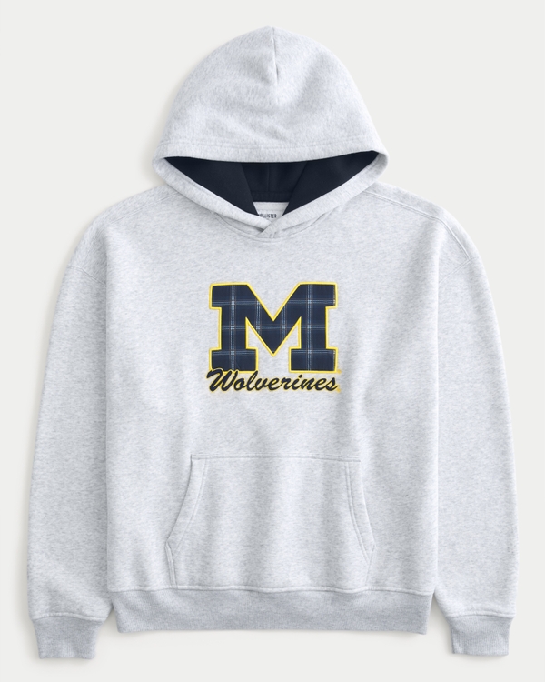 University of Michigan Wolverines Graphic Hoodie, Light Heather Gray - Um view 1
