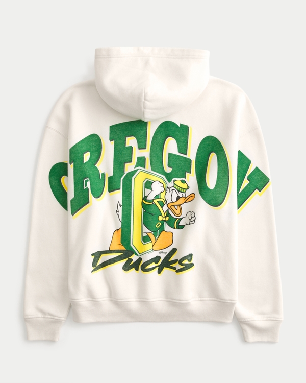 Boxy Donald Duck University of Oregon Graphic Hoodie, Cream - Oregon