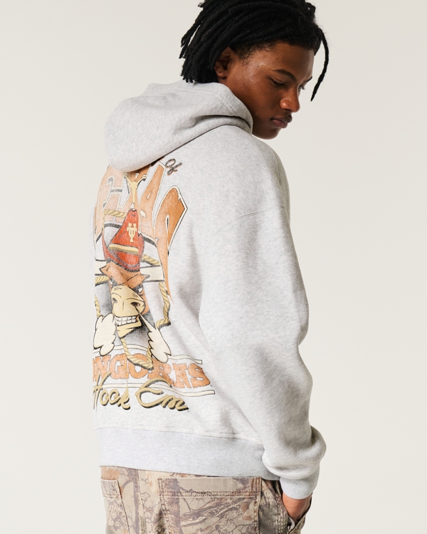 Boxy University of Texas Longhorns Graphic Hoodie, Light Heather Gray - Ut view 1