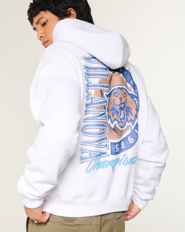 Boxy Villanova University Wildcats Graphic Hoodie, White - Villanova view 1