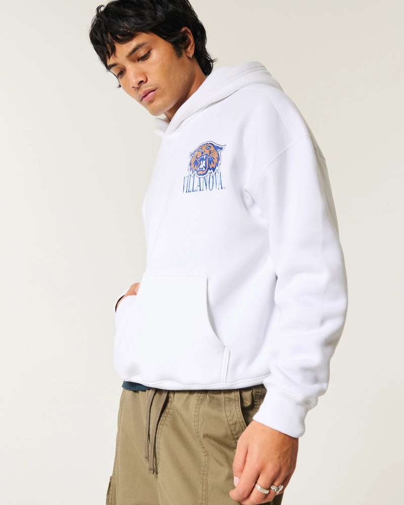 Boxy Villanova University Wildcats Graphic Hoodie