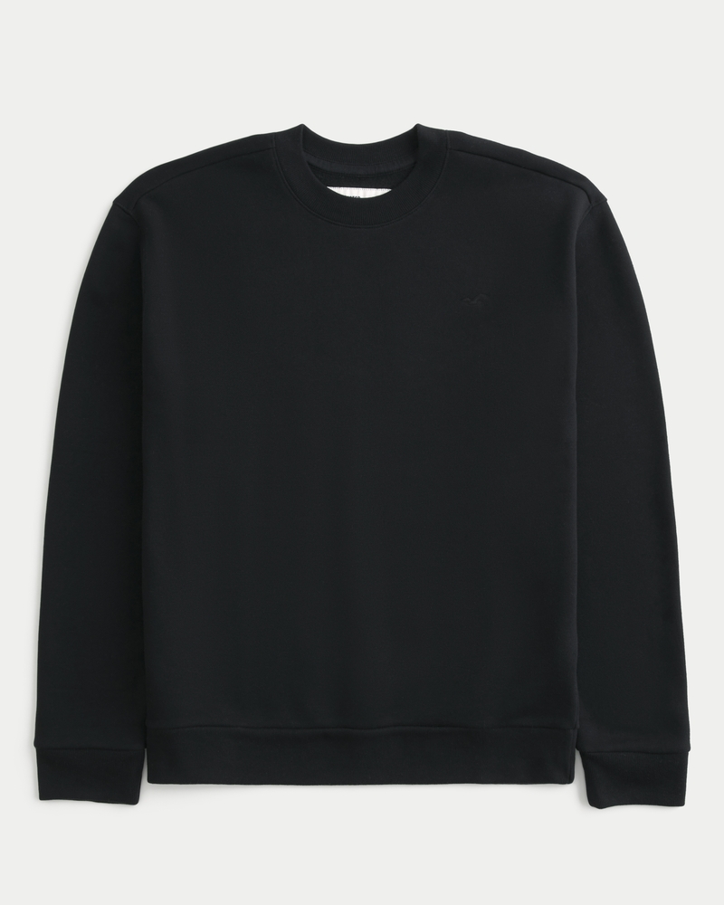 Men s Relaxed Icon Crew Sweatshirt in Black Size XS from Hollister