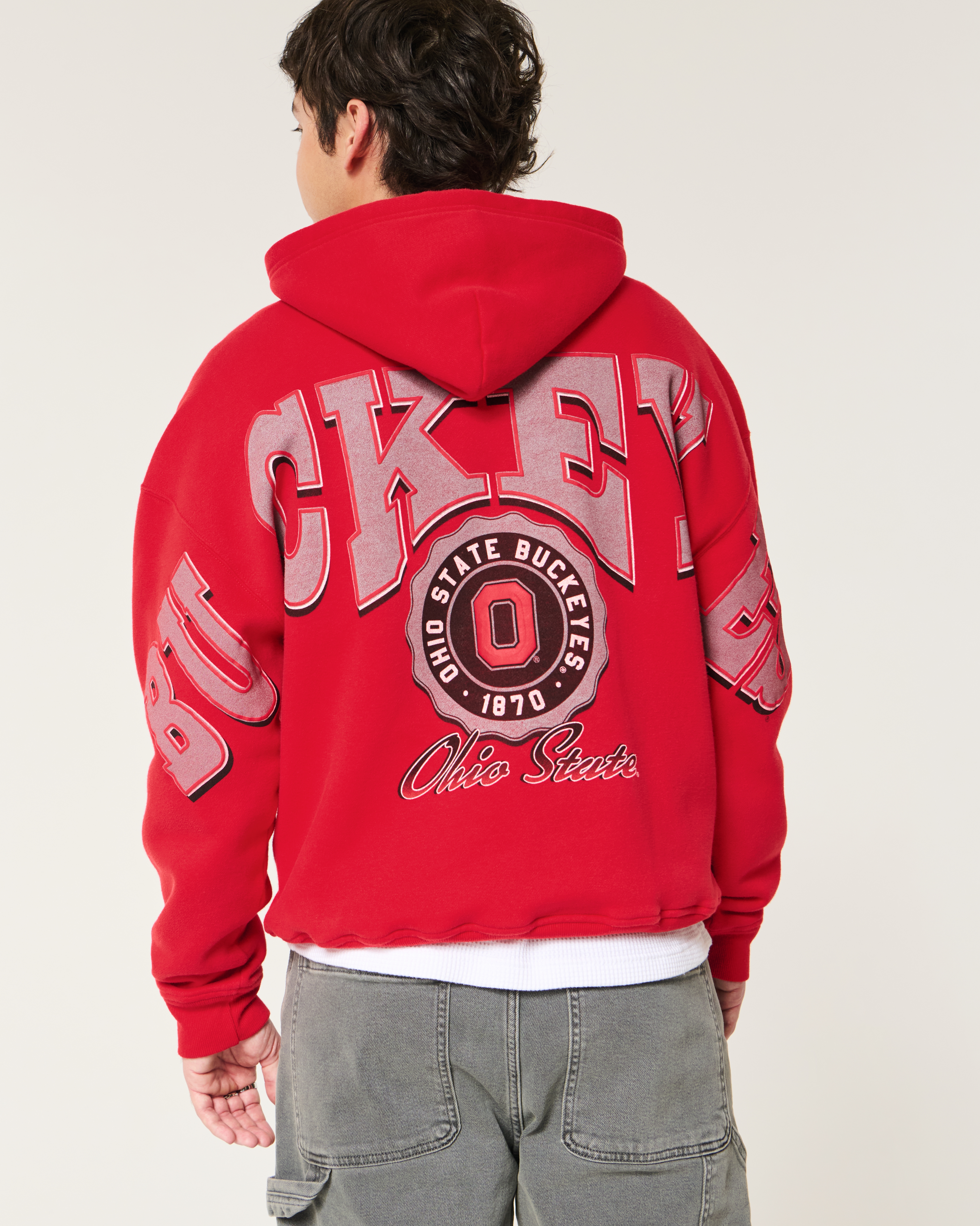 Boxy Ohio State Buckeyes Graphic Hoodie