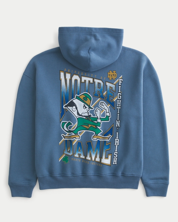 Boxy University of Notre Dame Graphic Hoodie, Faded Blue