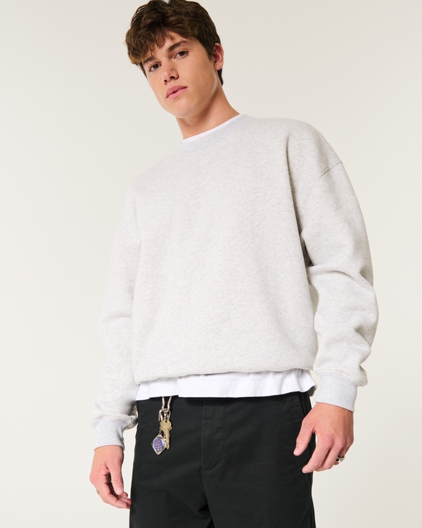 Boxy Crew Sweatshirt, Light Heather Gray