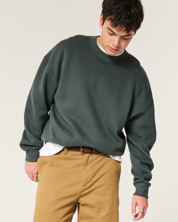 Boxy Crew Sweatshirt, Shadow Green