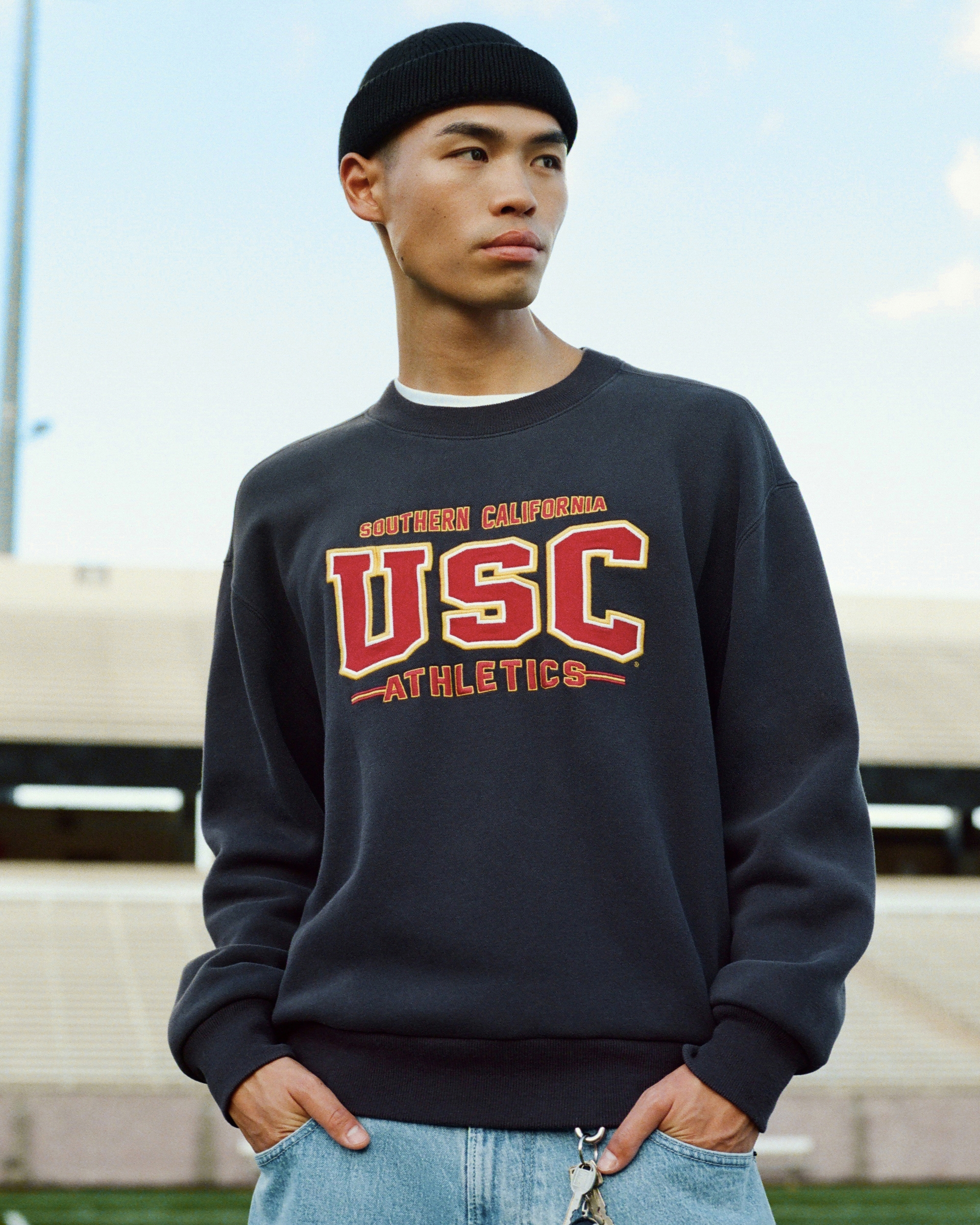 Boxy USC Athletics Graphic Crew Sweatshirt