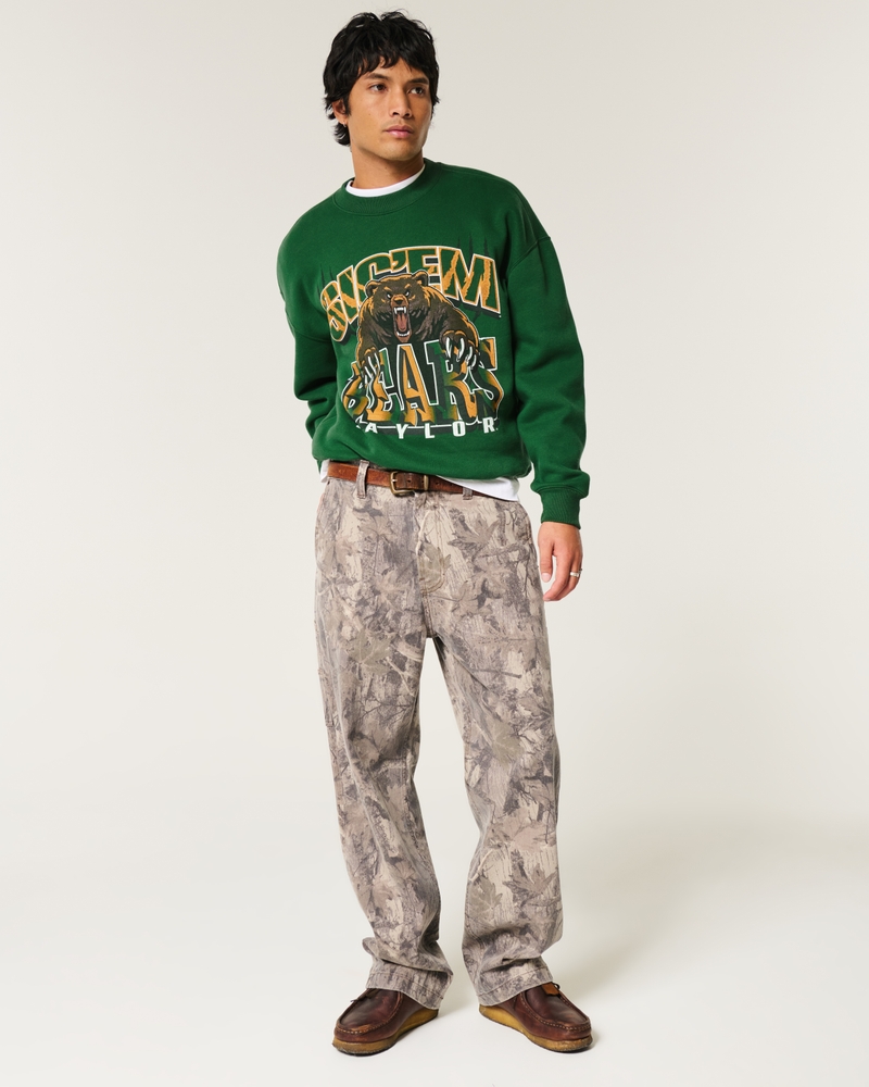 Boxy Baylor University Bears Graphic Crew Sweatshirt