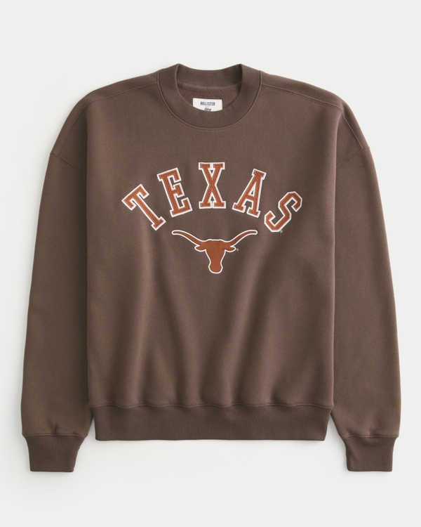 Boxy University of Texas Graphic Crew Sweatshirt, Chocolate