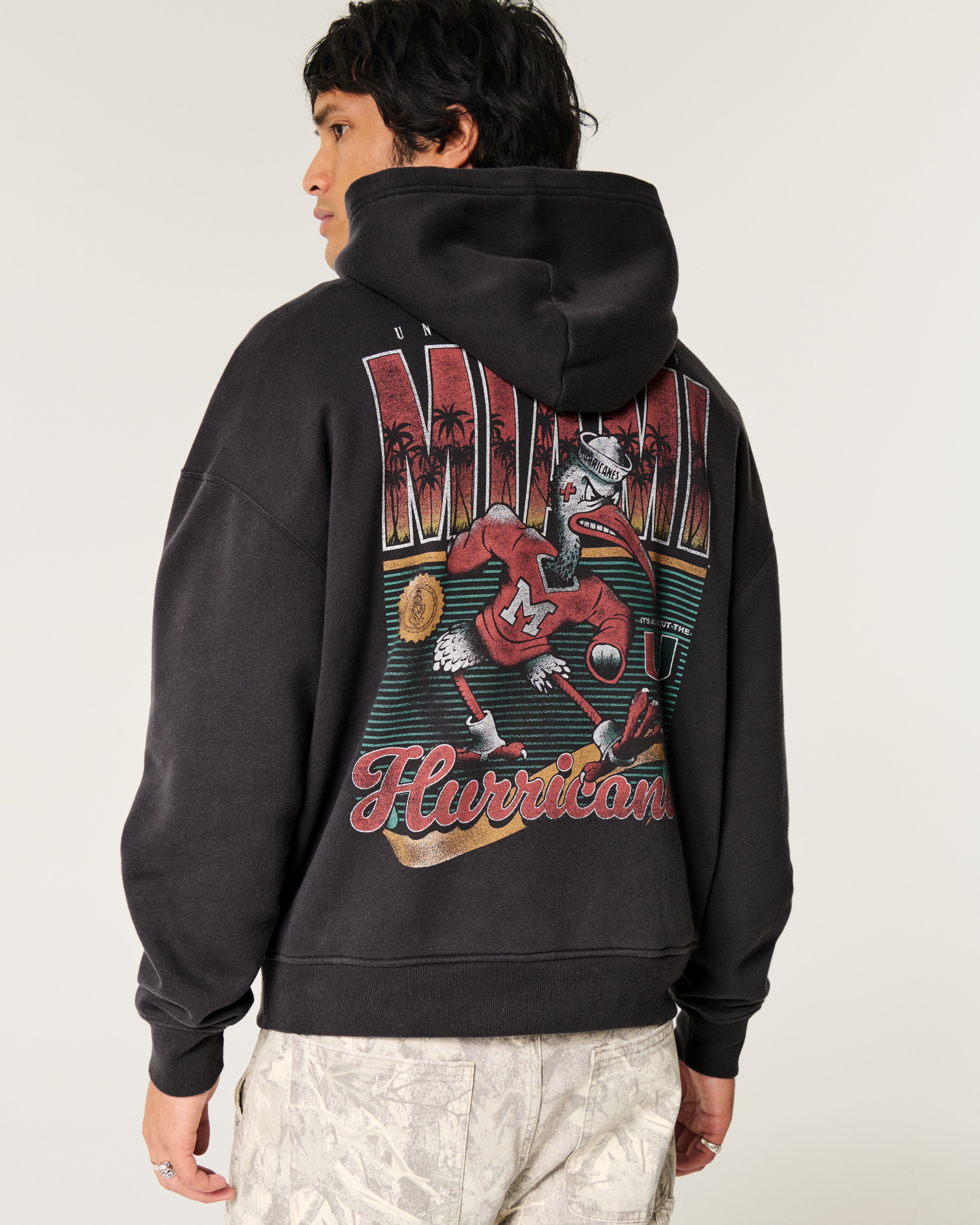 Boxy University of Miami Hurricanes Graphic Hoodie