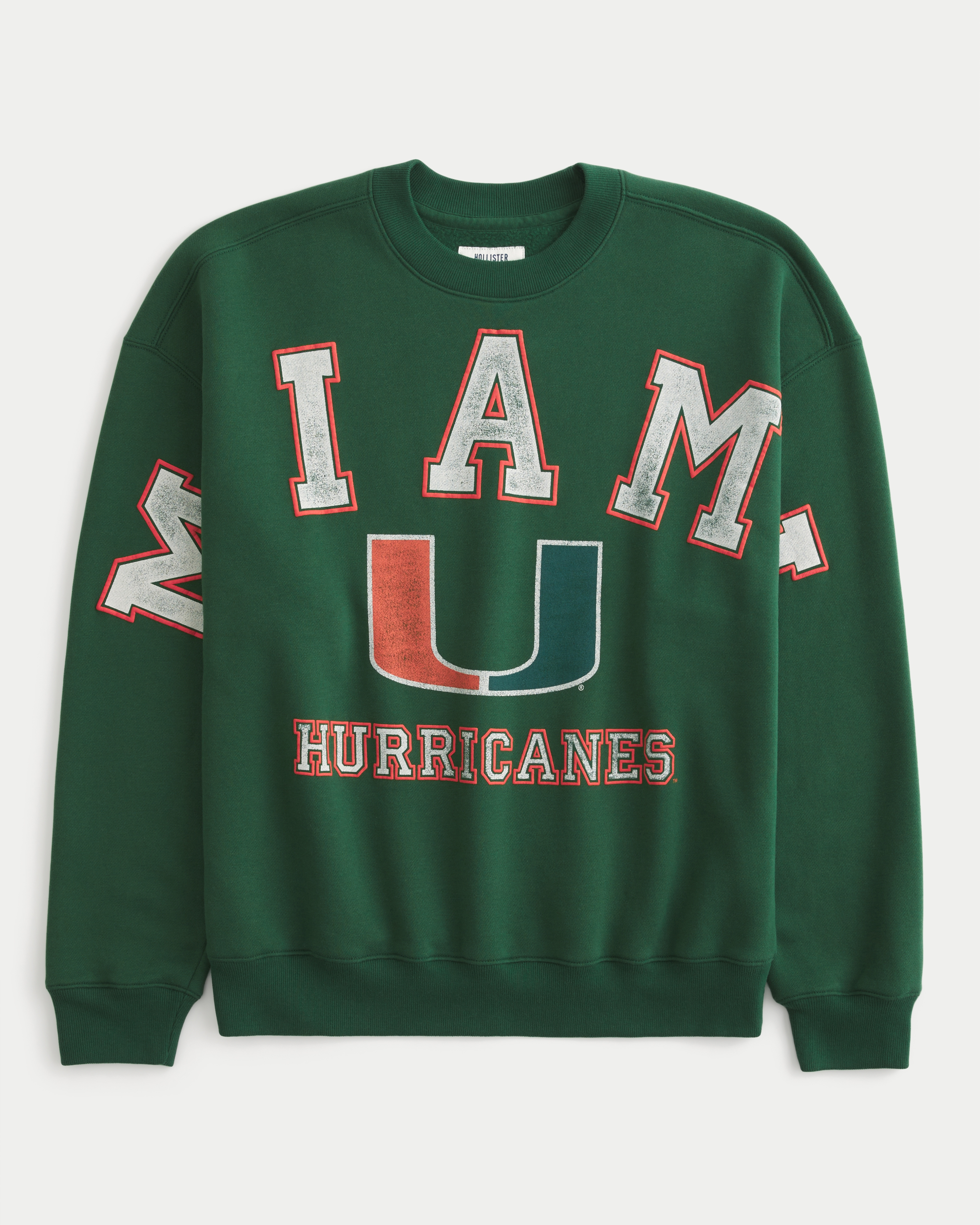 Boxy University of Miami Hurricanes Graphic Crew Sweatshirt