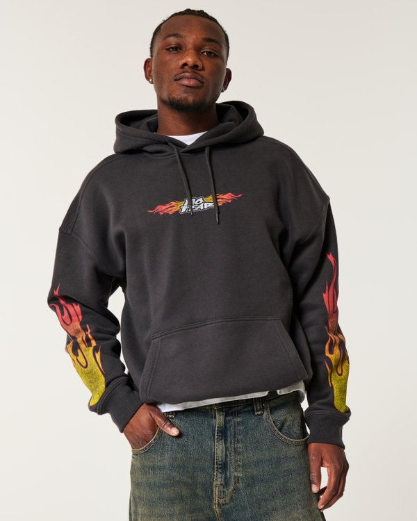 Baggy No Fear Graphic Hoodie, Black