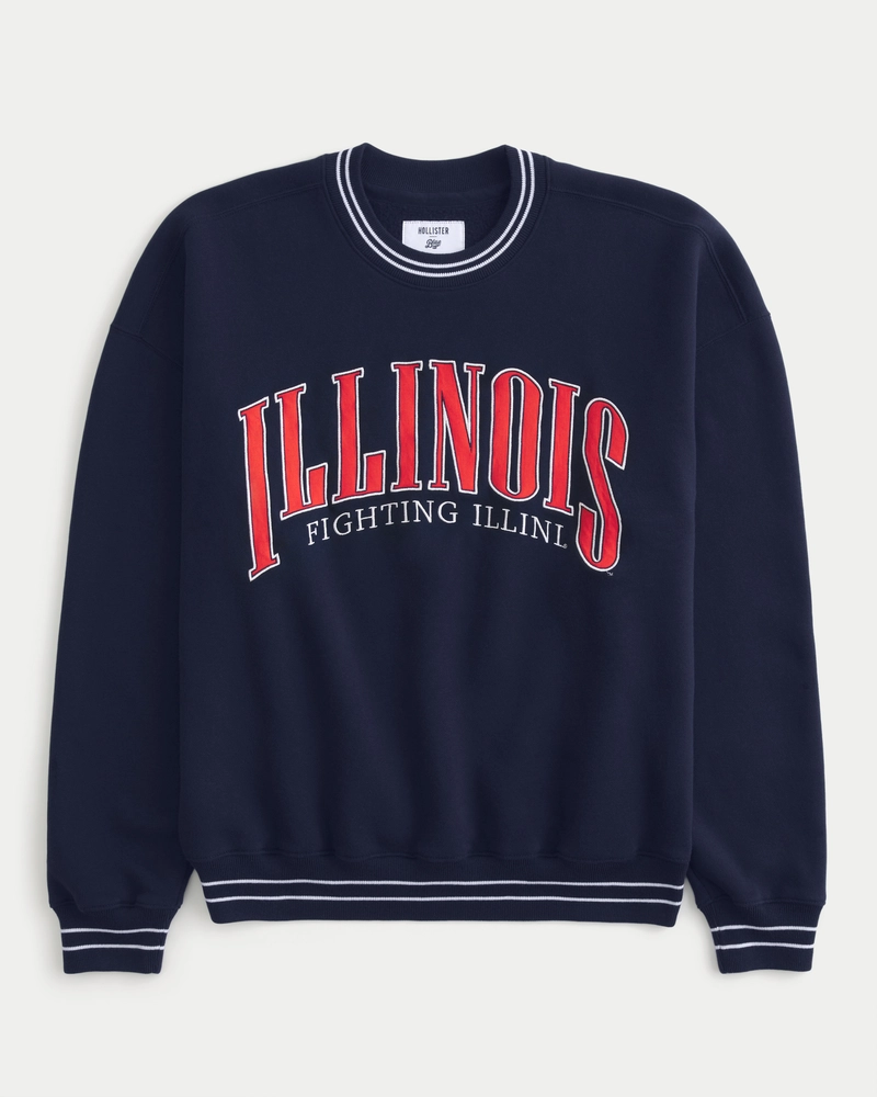 Boxy University of Illinois Fighting Illini Graphic Crew Sweatshirt
