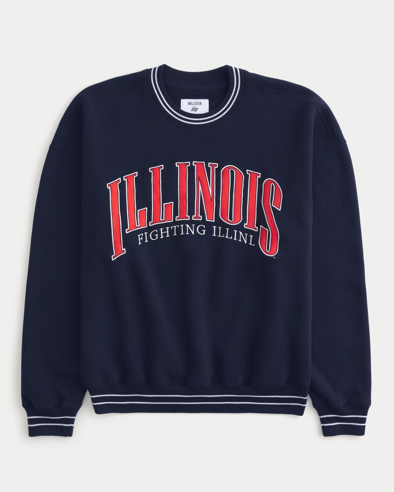 Boxy University of Illinois Fighting Illini Graphic Crew Sweatshirt