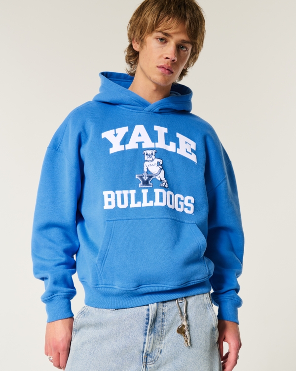 Boxy Yale Bulldogs Graphic Hoodie, Blue view 1