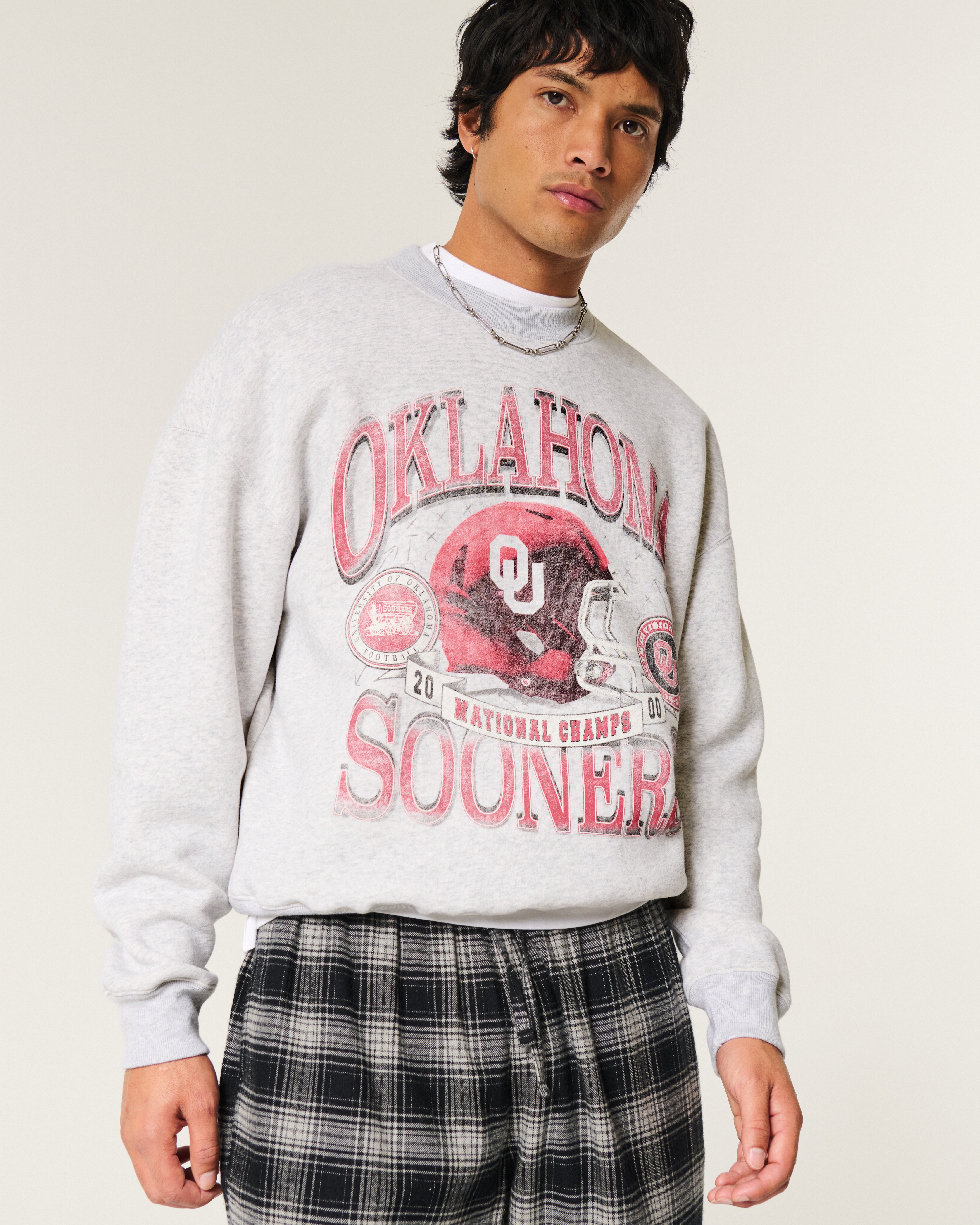 Boxy University of Oklahoma Sooners Graphic Crew Sweatshirt