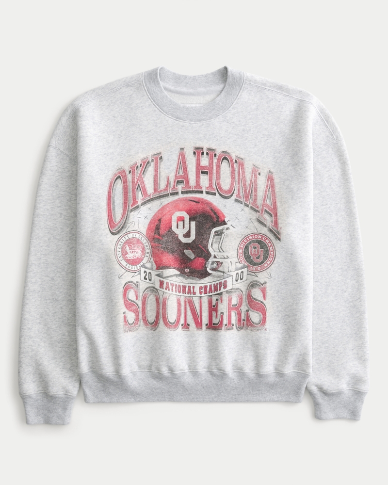 Boxy University of Oklahoma Sooners Graphic Crew Sweatshirt