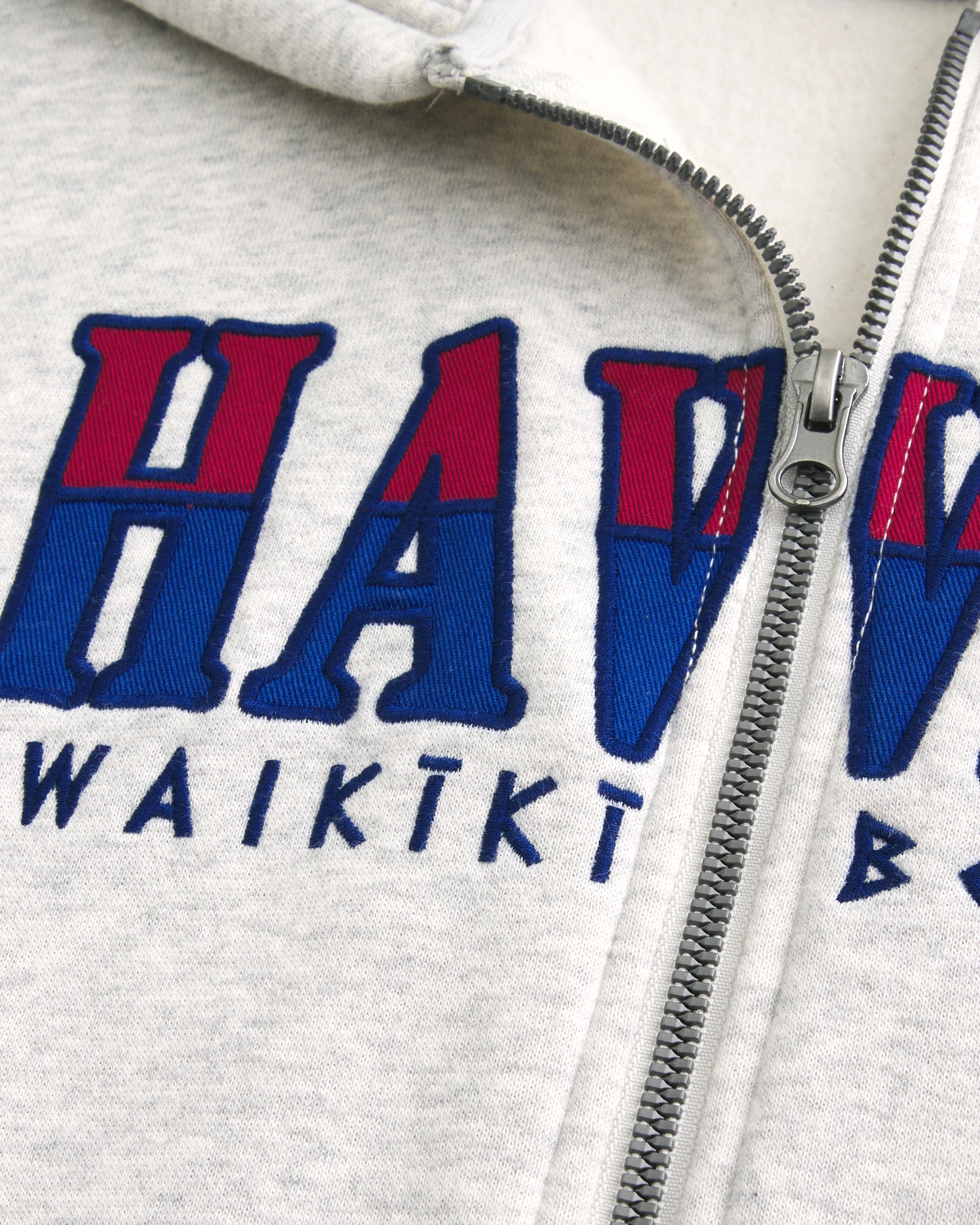 Boxy Waikiki Hawaii Graphic Zip-Up Hoodie