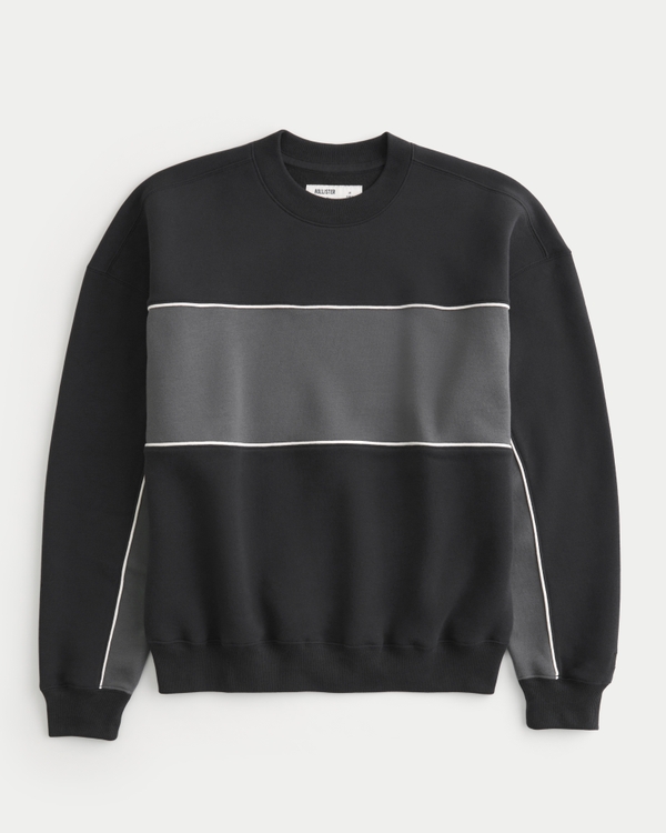 Boxy Colorblock Crew Sweatshirt, Silver Pattern