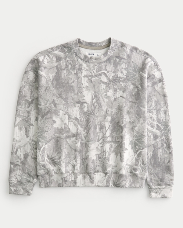 Flygo Crewneck Camo Sweatshirt Pullover Oversized, Maple Leaf