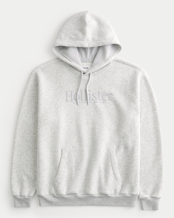 Relaxed Logo Graphic Hoodie, Light Heather Grey