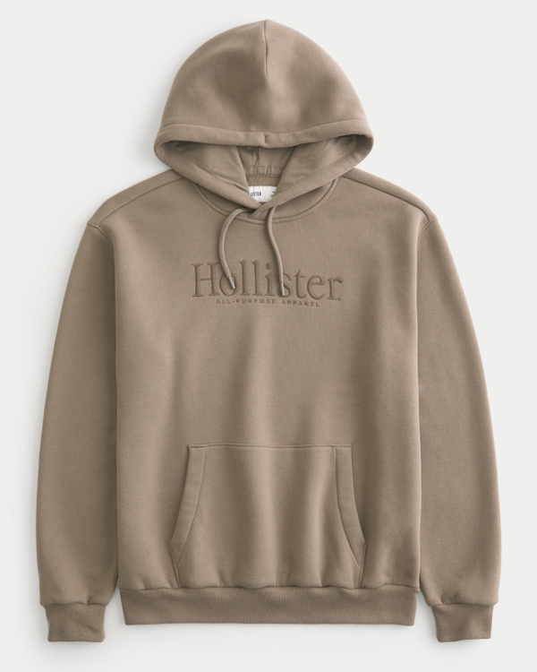 Relaxed Logo Graphic Hoodie, Light Brown