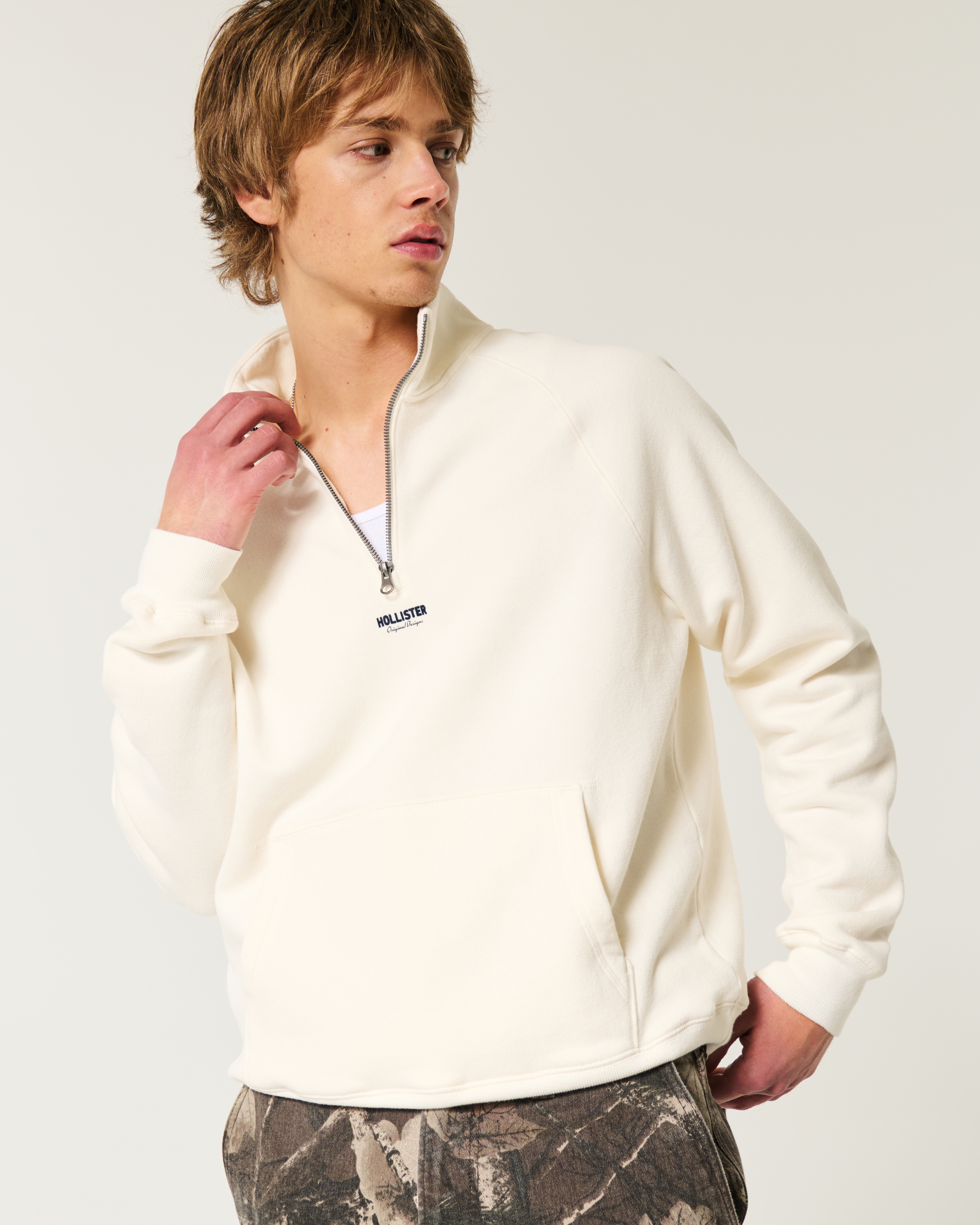 Men's Boxy Logo Half-Zip Sweatshirt | Men's Clearance
