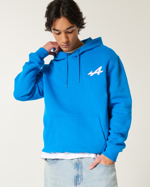 Relaxed Alpine F1 Graphic Hoodie, Light Blue view 1