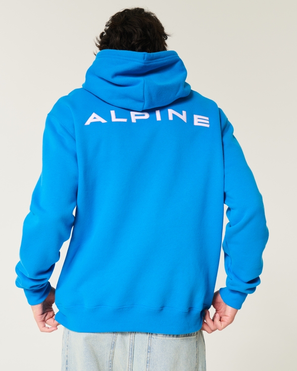 Relaxed Alpine F1 Graphic Hoodie, Light Blue view 2