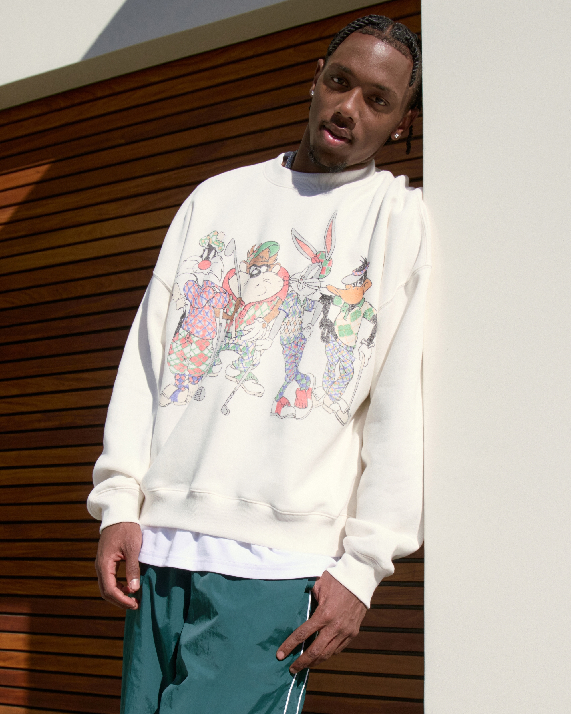 Boxy Looney Tunes Golf Graphic Crew Sweatshirt